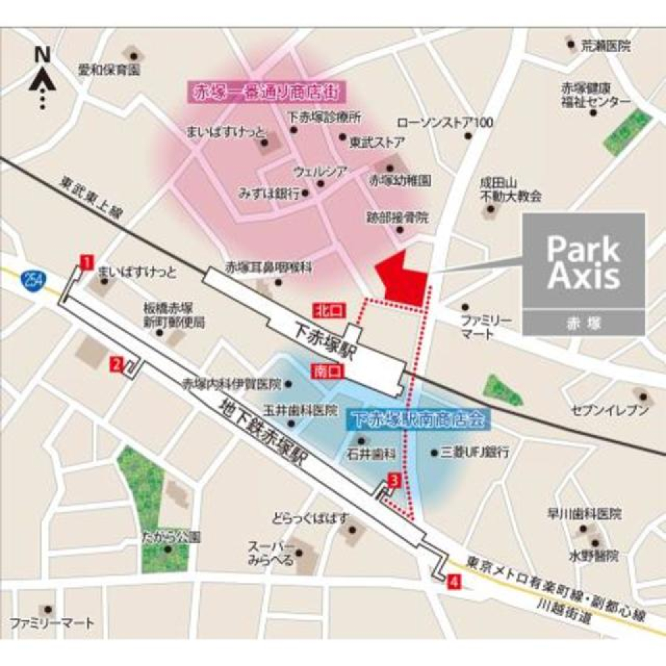 周辺地図です。
マンション周辺にはドラッグストアや、コンビニがあり、手軽に買い物が出来ます。