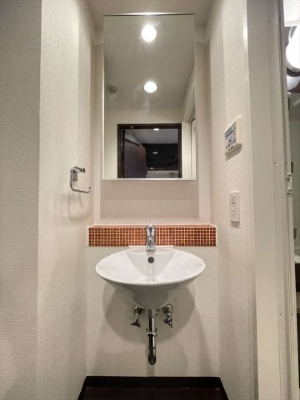 洗面台
鏡を開くと収納スペースがあります。