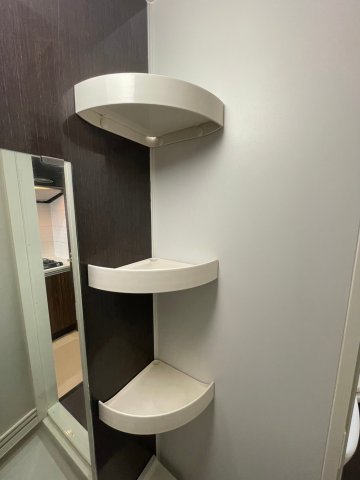 シャンプーボトルなどを置けるスペースもあります。