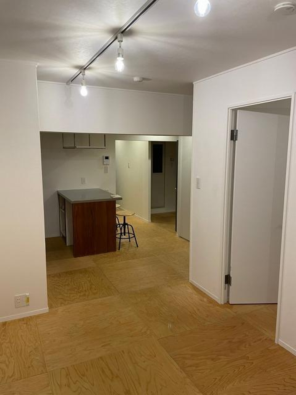 魅惑的なライトが照らしてくれる、カウンター付きの2LDKです。