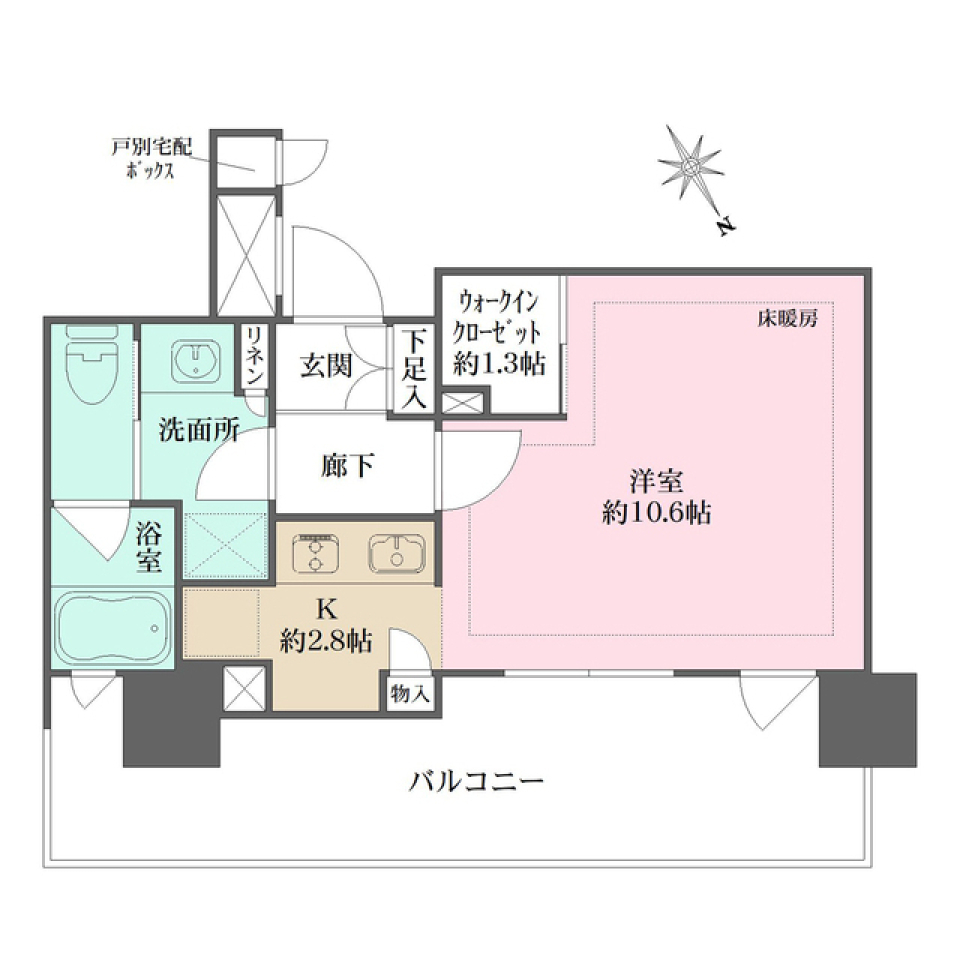 ザ・パークハウス戸越公園タワー ６１２号室［新築］の間取り図