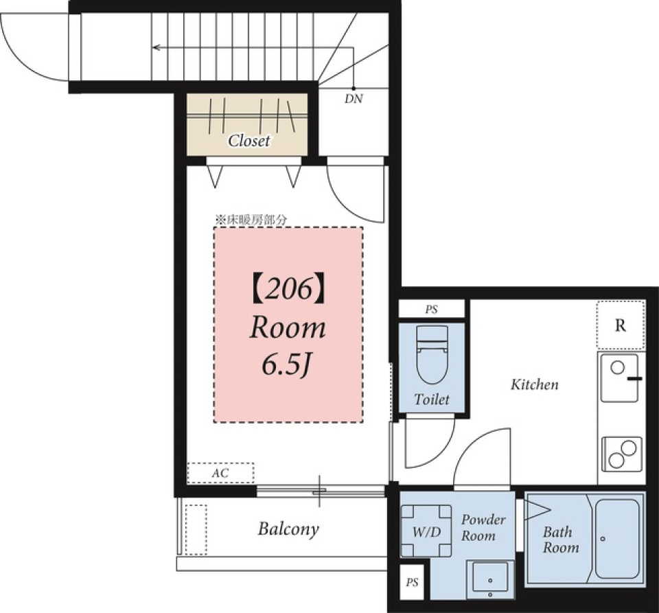 リブリ・みぽに　206号室の間取り図