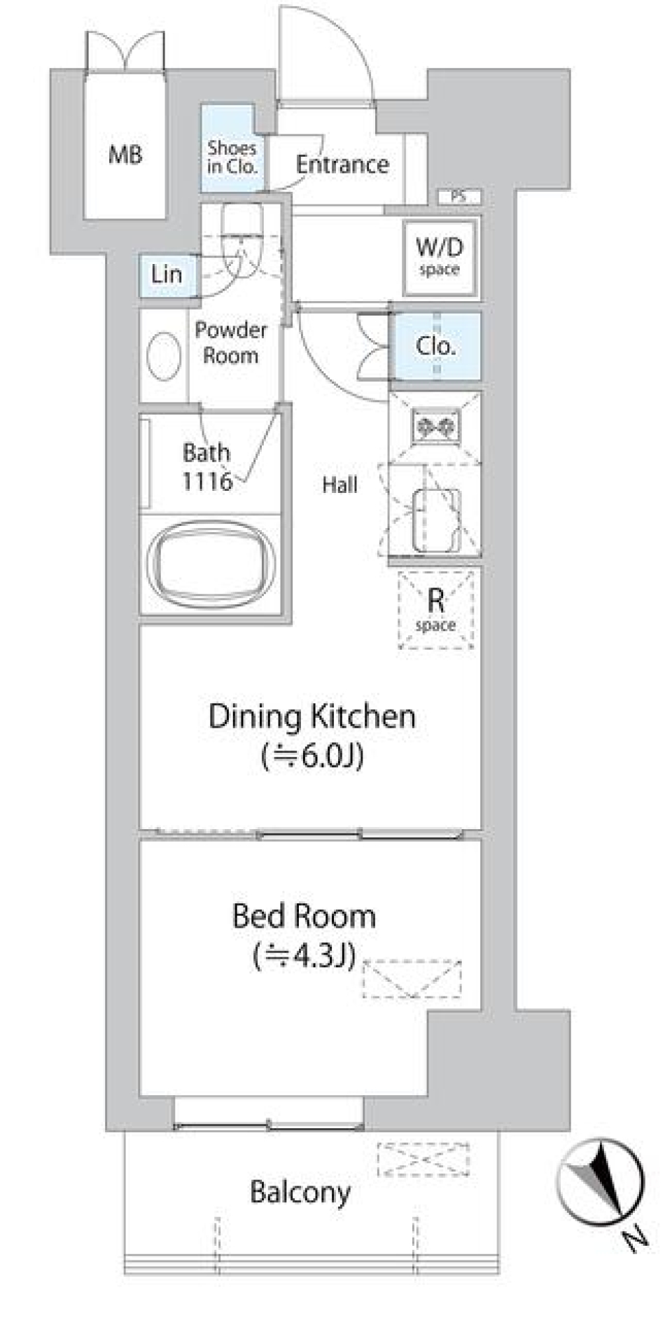 白い部屋の中の輝き [ペット可]の間取り図