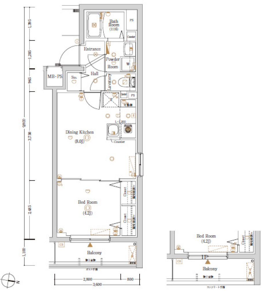 KNOTS桜台Sta.／ノッツ桜台ステーション　105号室の間取り図