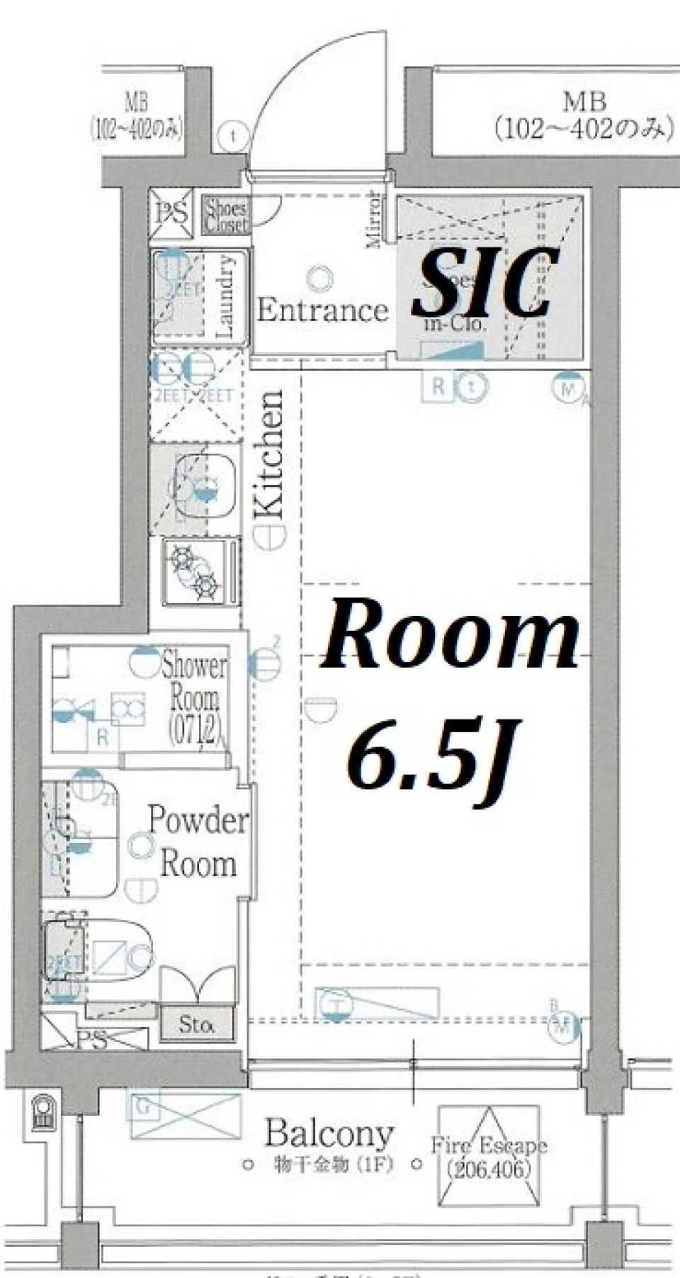 ビーシティアパートメント立川TAPP　404号室［ペット可］の間取り図