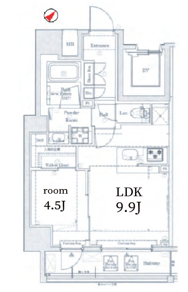 1LDKの間取りです。