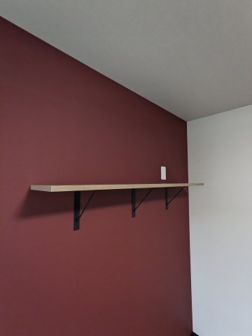 高めに設置された棚は、植物やディフューザーなどを飾って、お洒落棚にしてみてはいかがでしょうか。