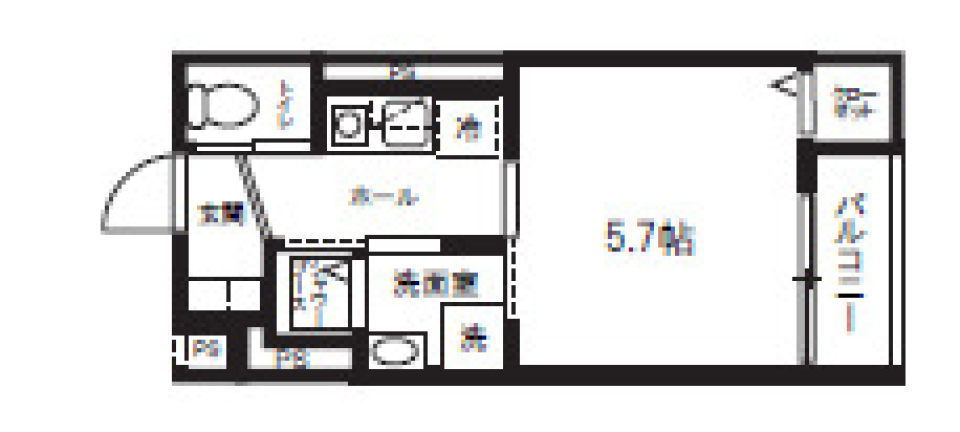 空間のデザインを楽しむ1K［新築］の間取り図