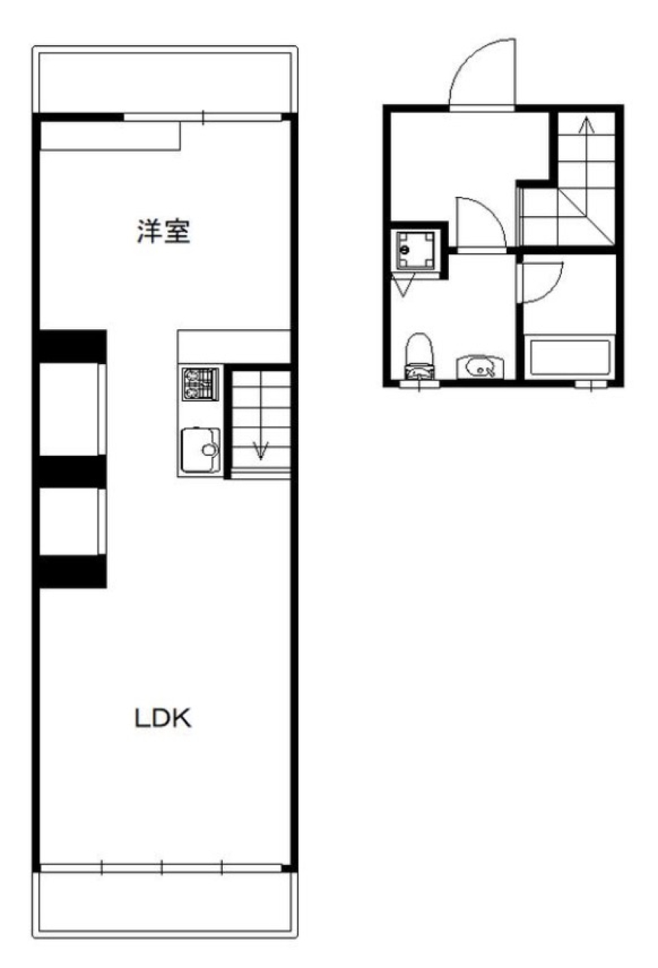 駅近のデザイナーズメゾネットの間取り図