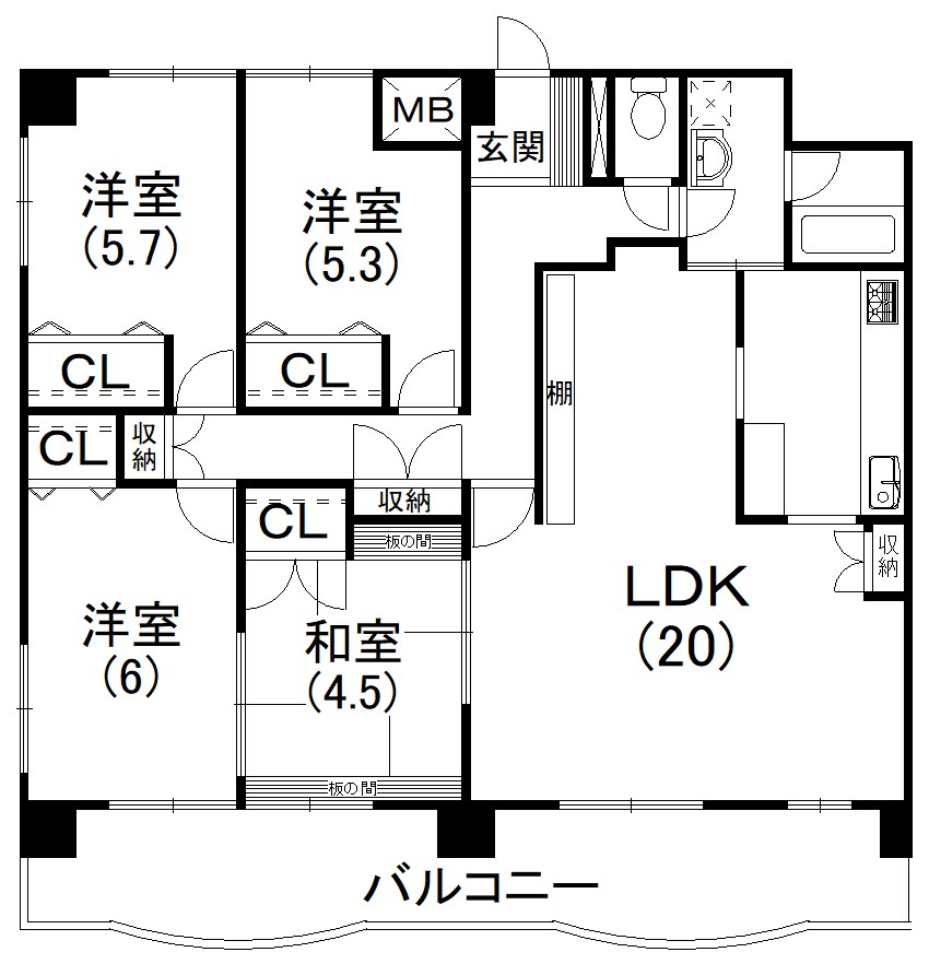 ４LDKの広々とした間取り
