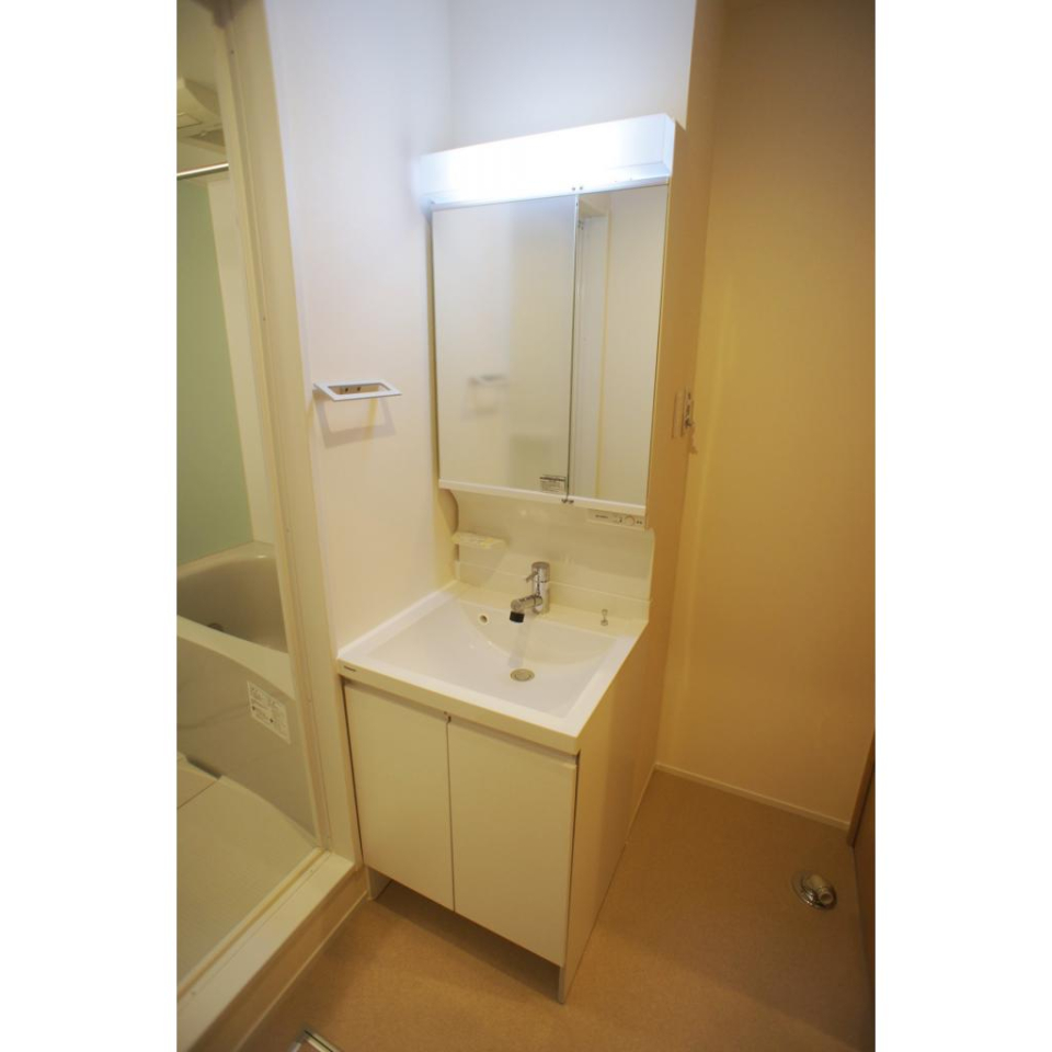 洗濯機と洗面台はお隣同士です。