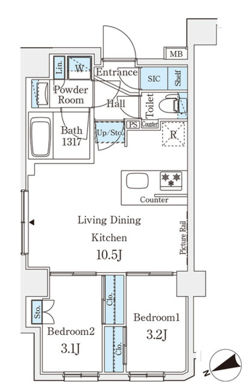 アジールコート山手動坂　301号室［ペット可］の間取り図