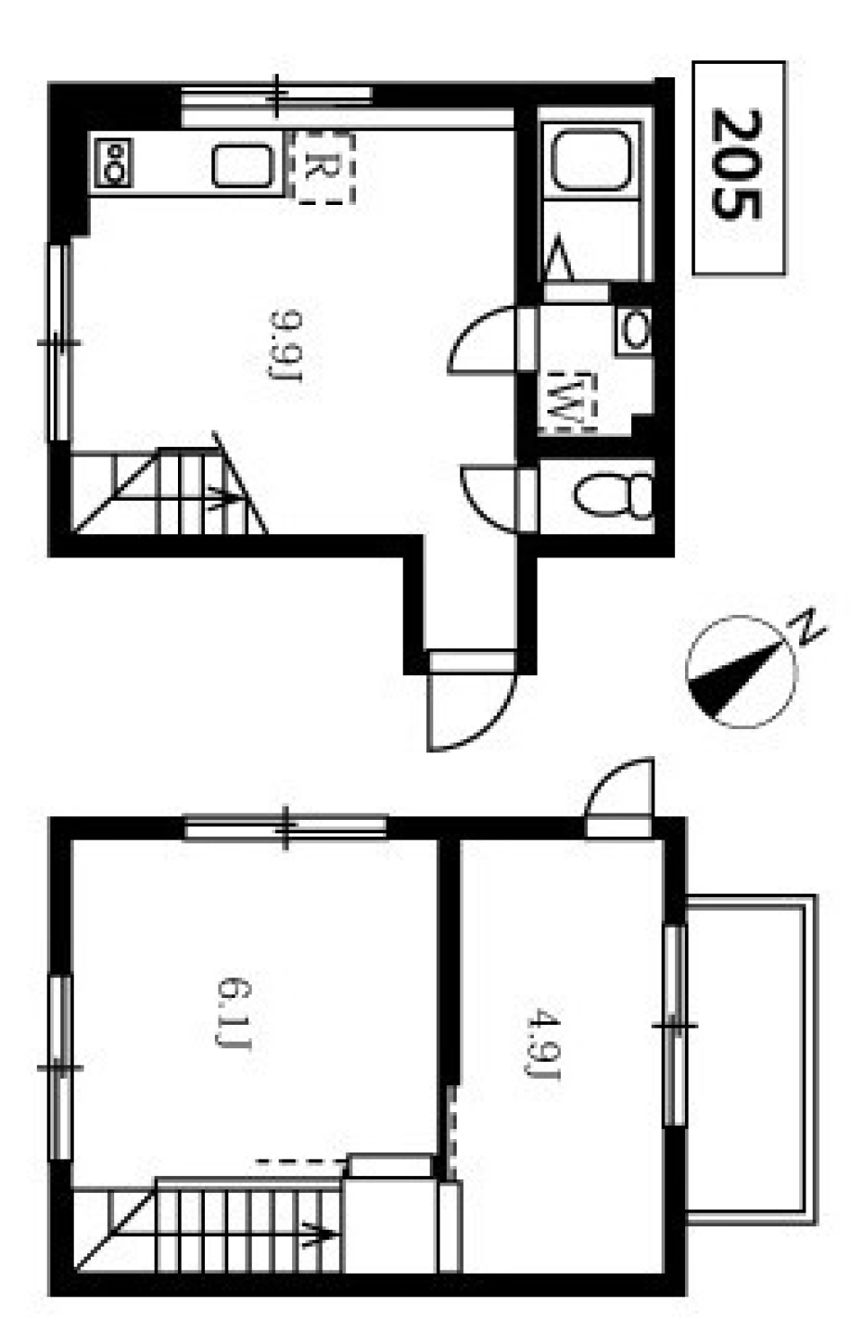 プロト大岡山Ⅱ　205号室の間取り図