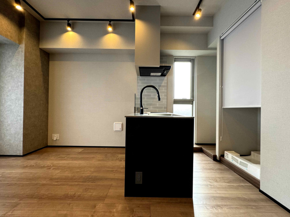 天井はスポットライトで調光タイプ