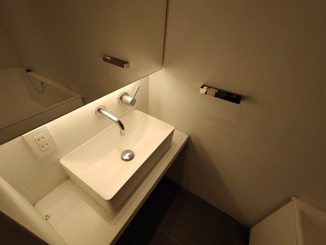 ミラー下の間接照明から落ち着きとエレガントさを感じます。