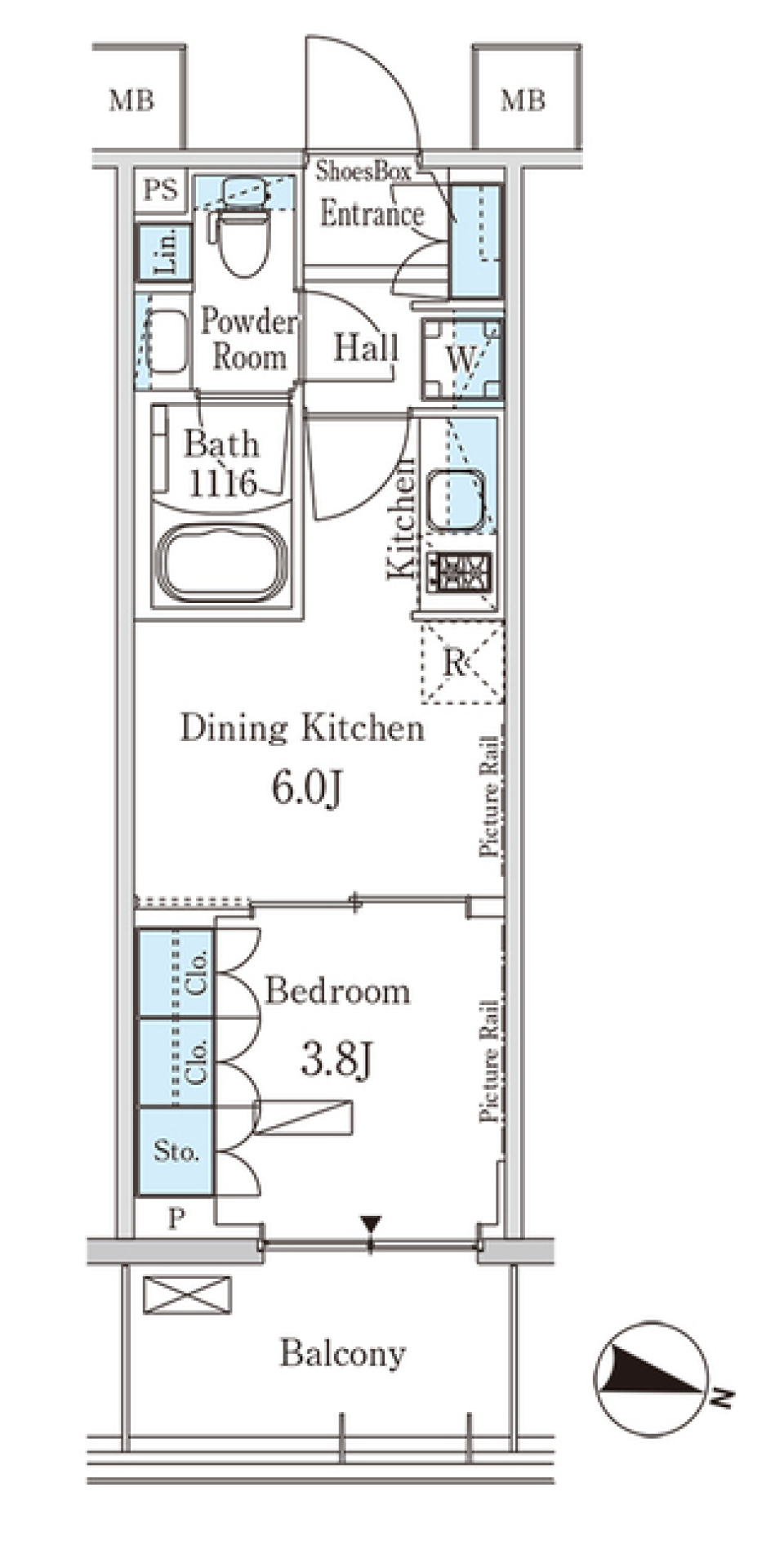 パークアクシス横濱高島町　409号室［ペット可］の間取り図