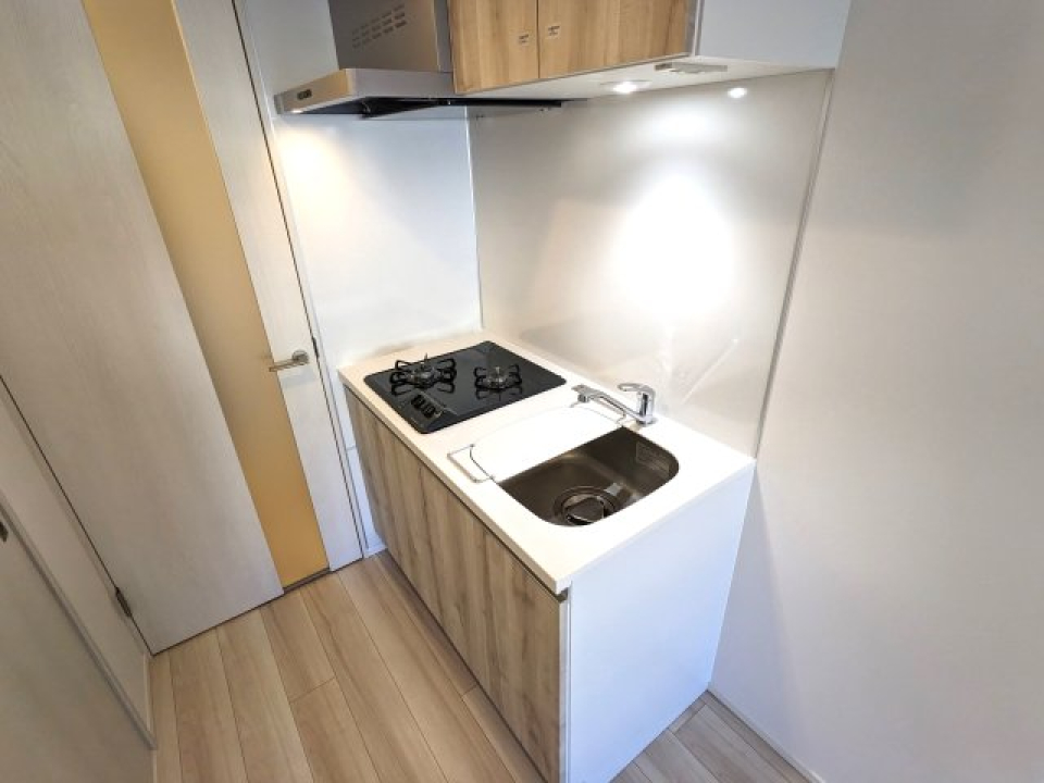 ２口のガスコンロが設置されています。