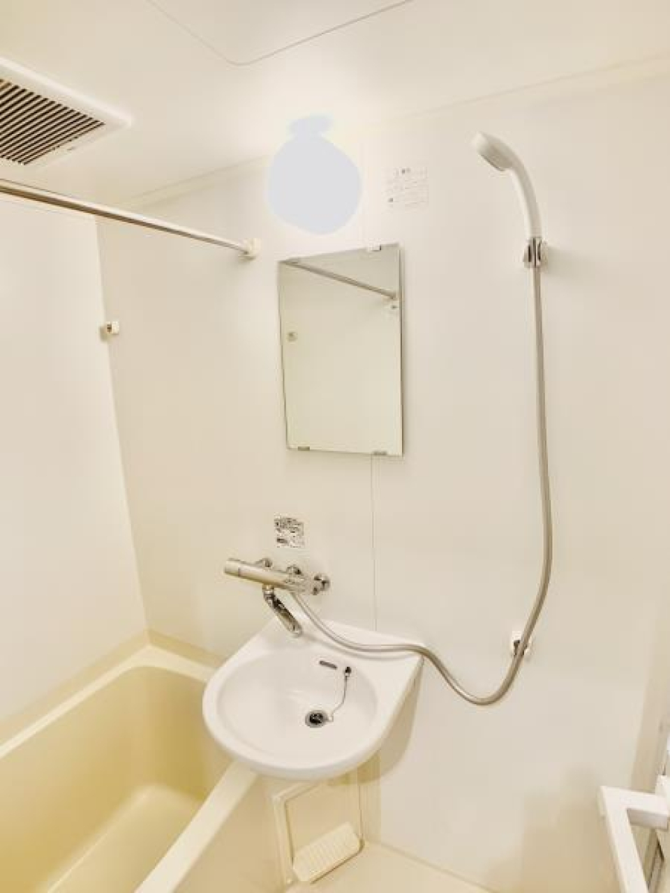 洗面台と浴室が一体になった２点ユニットバスです。