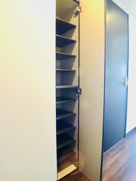 １人暮らしにはちょうどいい容量のシューズボックスです。