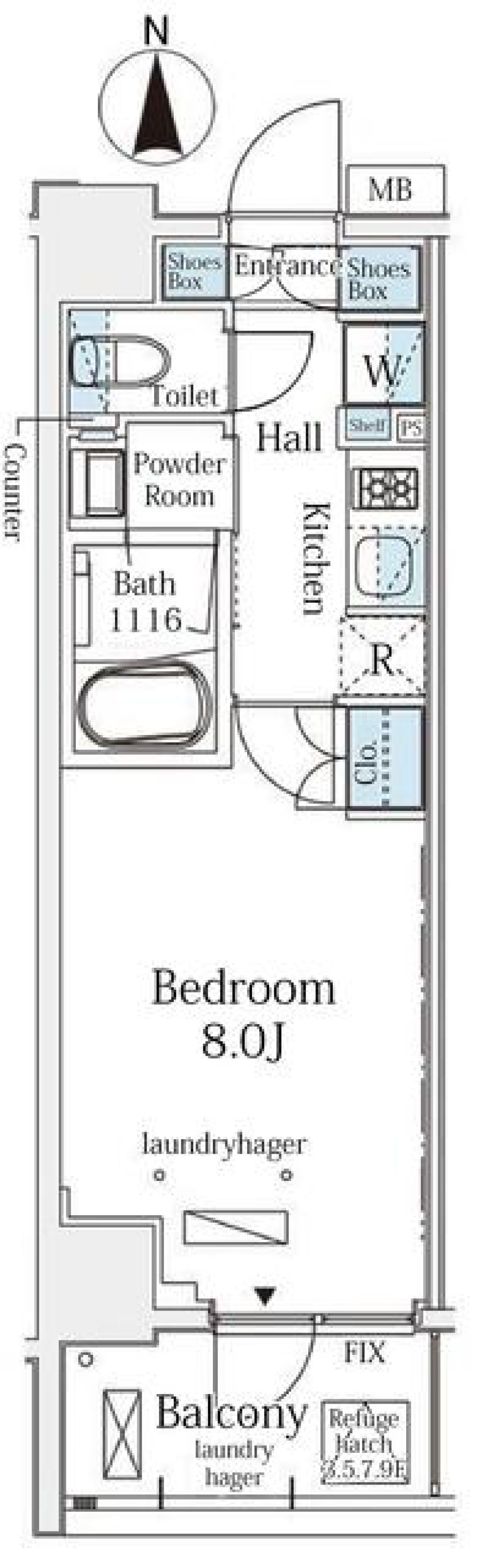 ＧＬＡＣＩＥＲ大森　805号室の間取り図