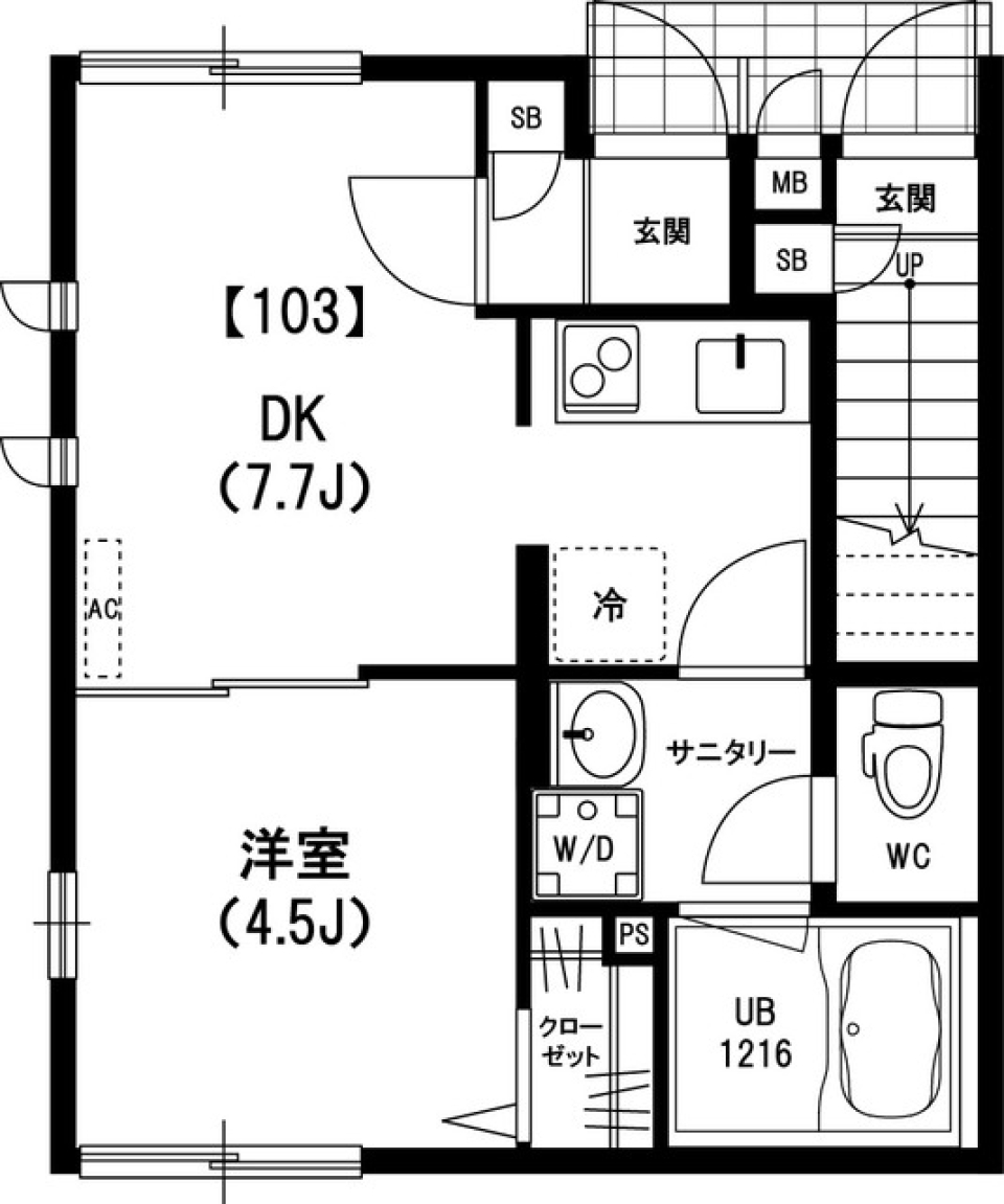 リブリ・ブランシュ・フォレ　１０３号室の間取り図