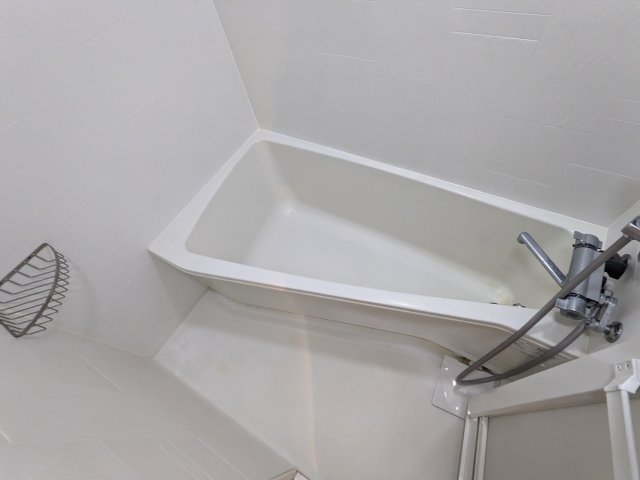 浴槽の形があまりよく見ない形で面白いですね！