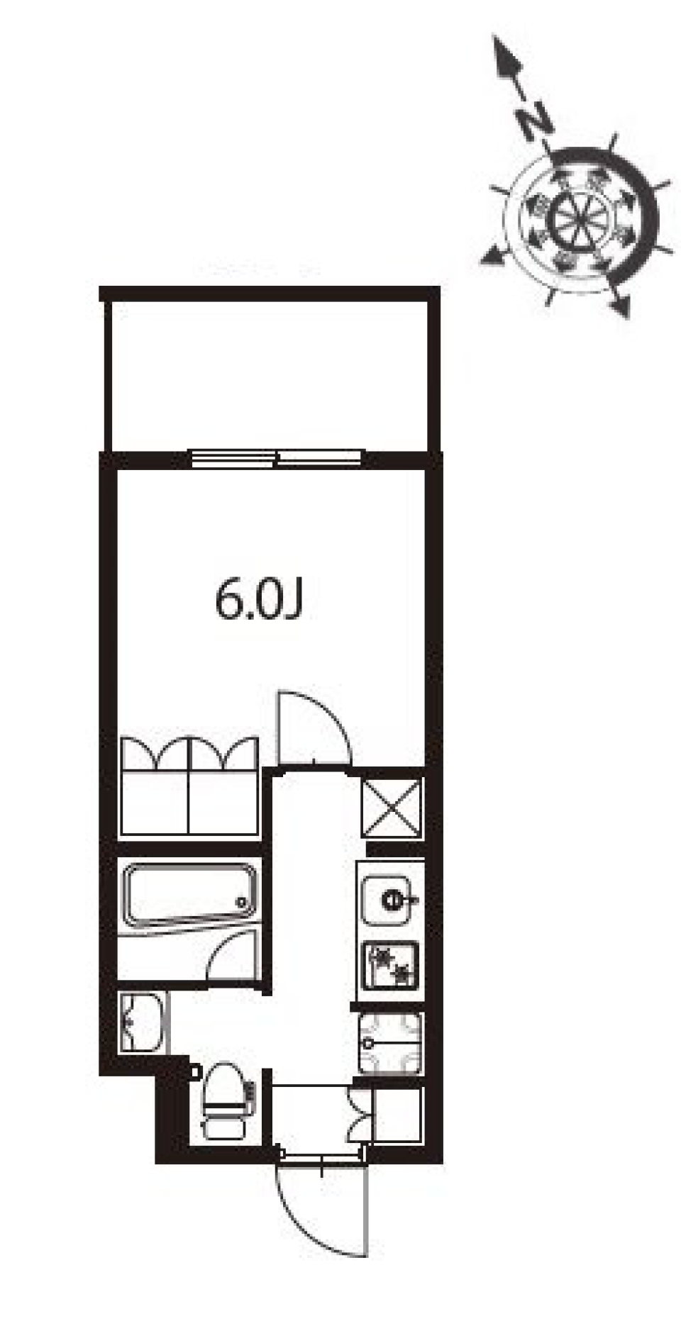 水辺の近くに１人暮らしの間取り図