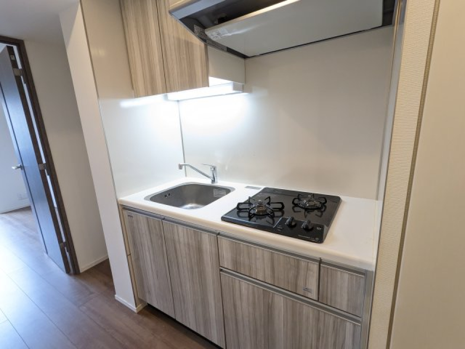 ２口のガスコンロが設置されています。