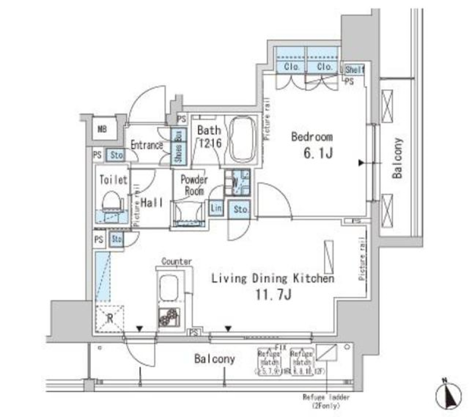 開かれた空間、大きな窓の魅力 [ペット可]の間取り図