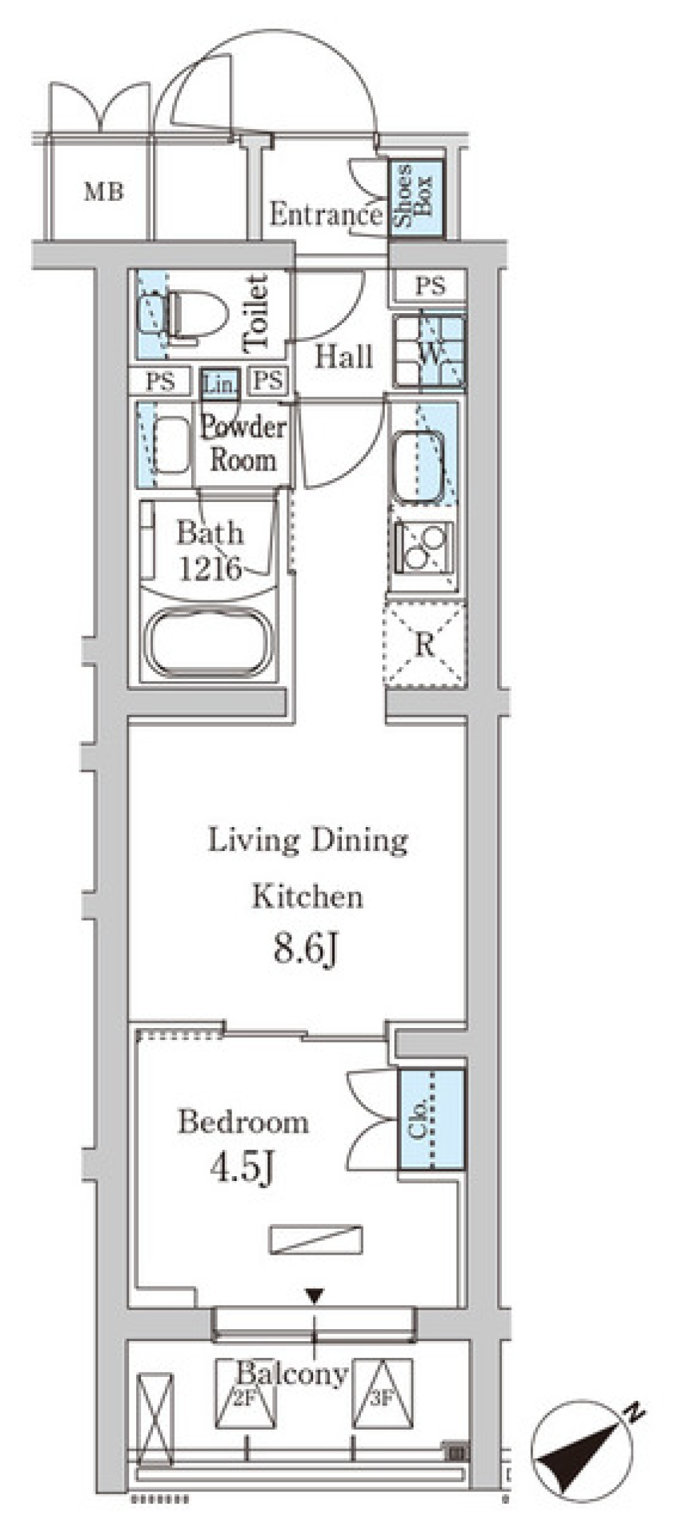 パークアクシス北千束ＭＯＣＸＩＯＮ　３０５号室の間取り図