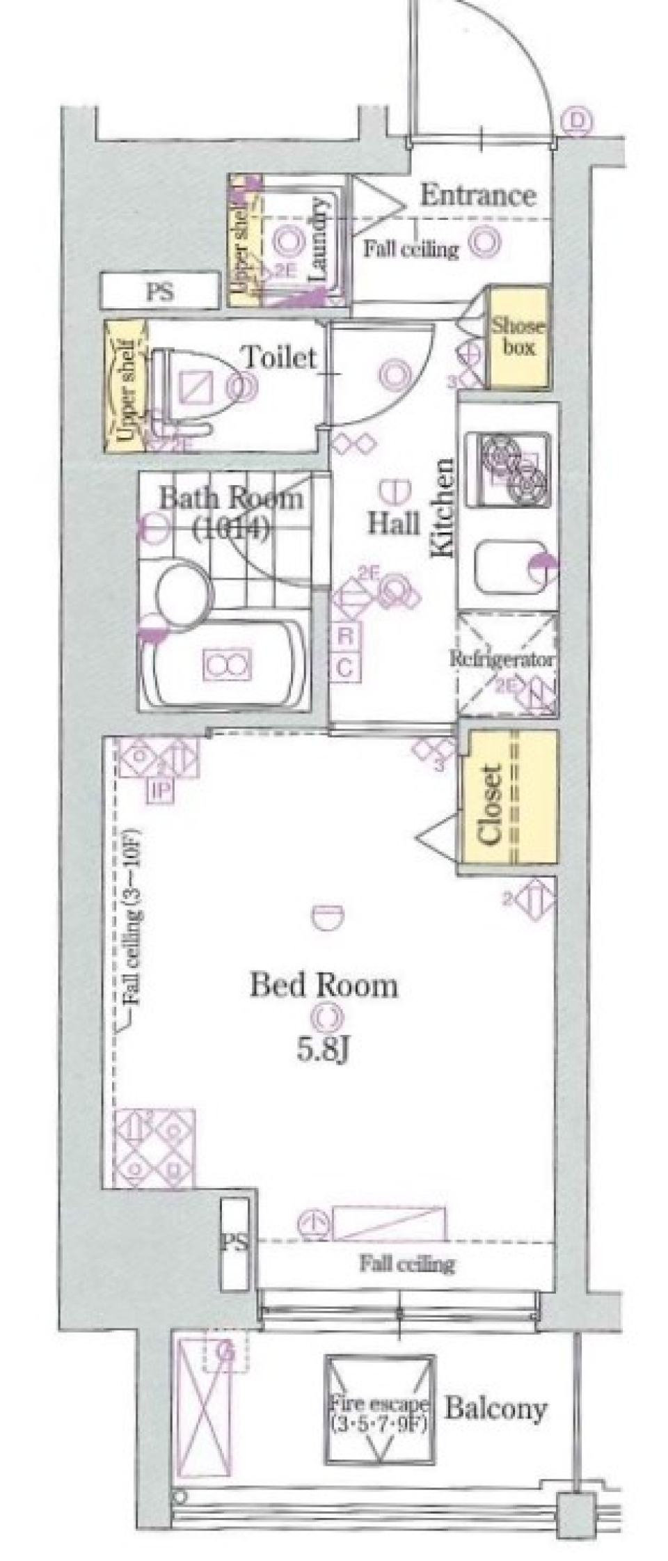 グラントゥルース西日暮里　1001号室［ペット可］の間取り図