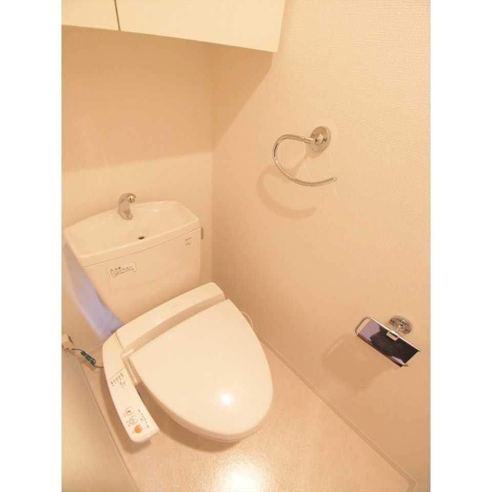 棚があるのでトイレ用品をストックできます。