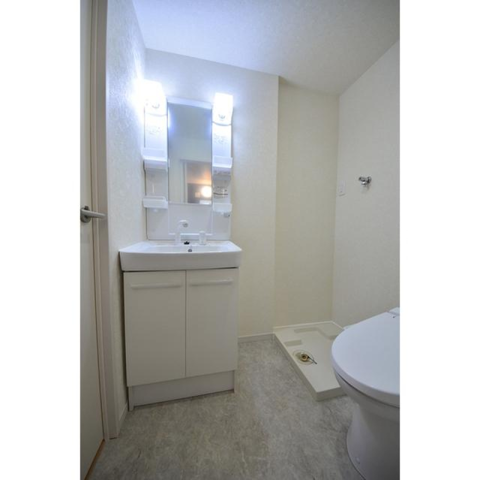 シャワー付きの洗面台。忙しい日の朝シャンに最適です。