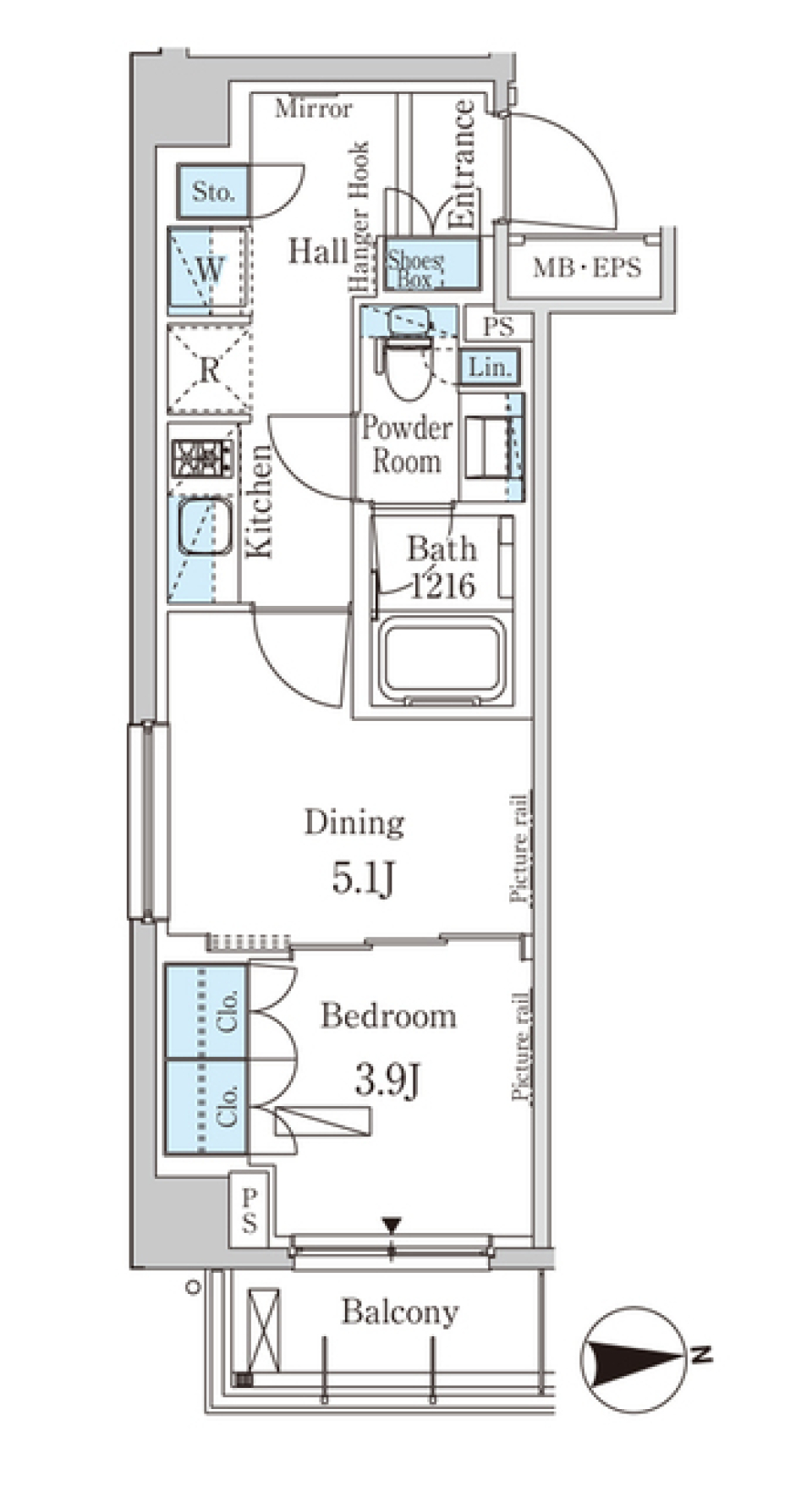 パークアクシス市谷加賀町　201号室の間取り図