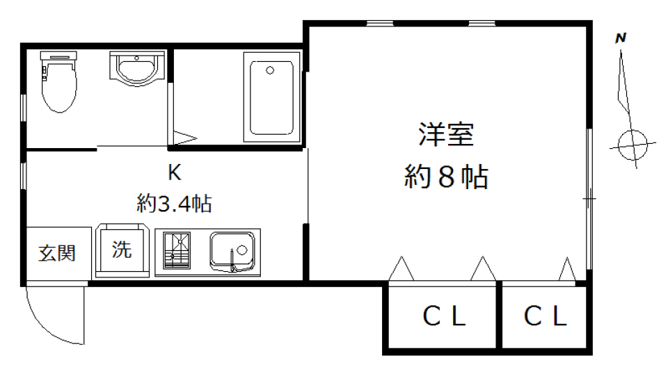 駒澤大学近くの１Kの間取り図