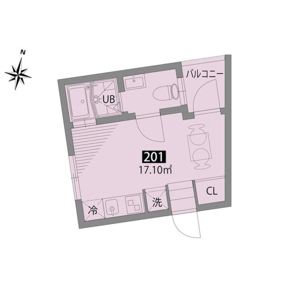パティオ梅ヶ丘E　201号室の間取り図