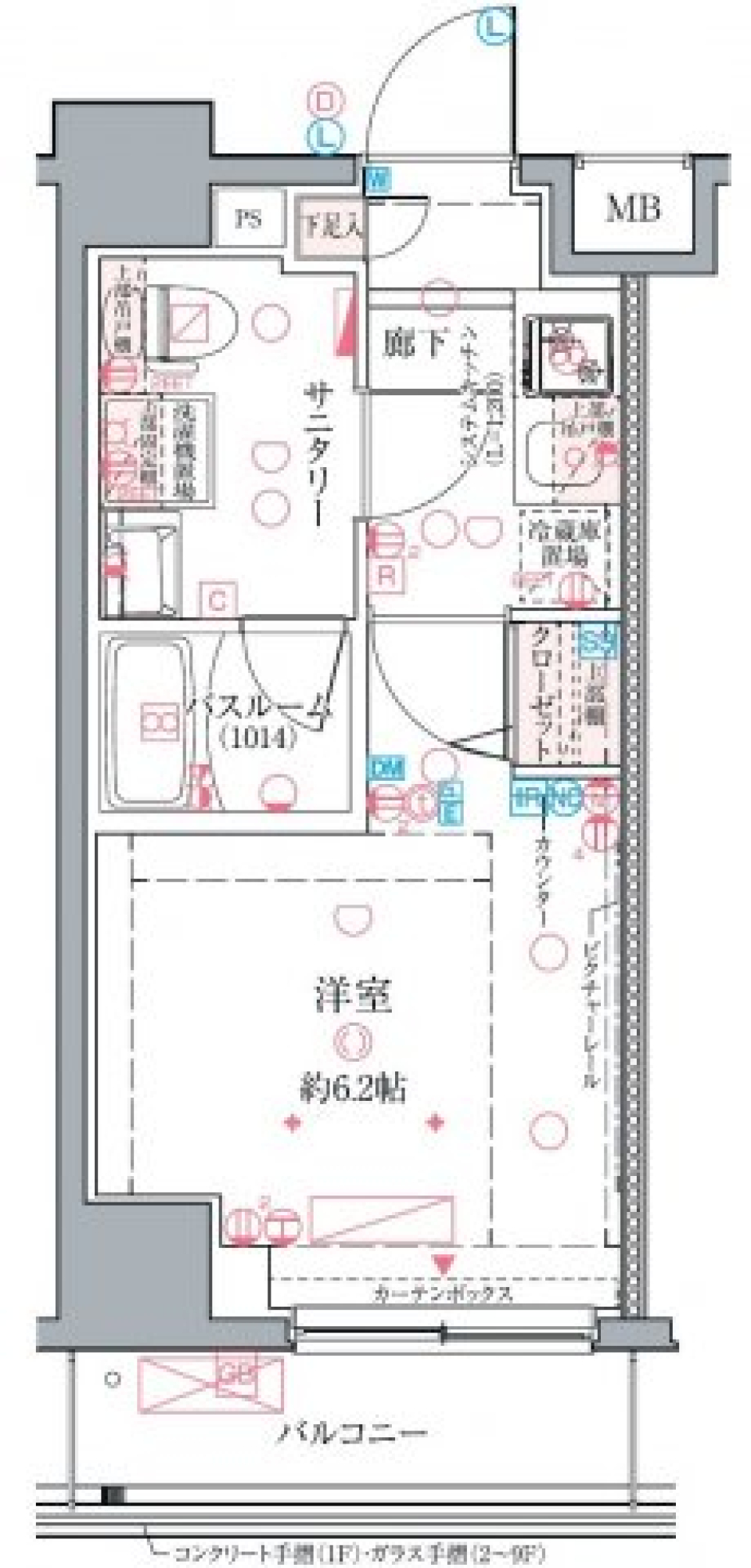 クレヴィスタ綾瀬　410号室の間取り図