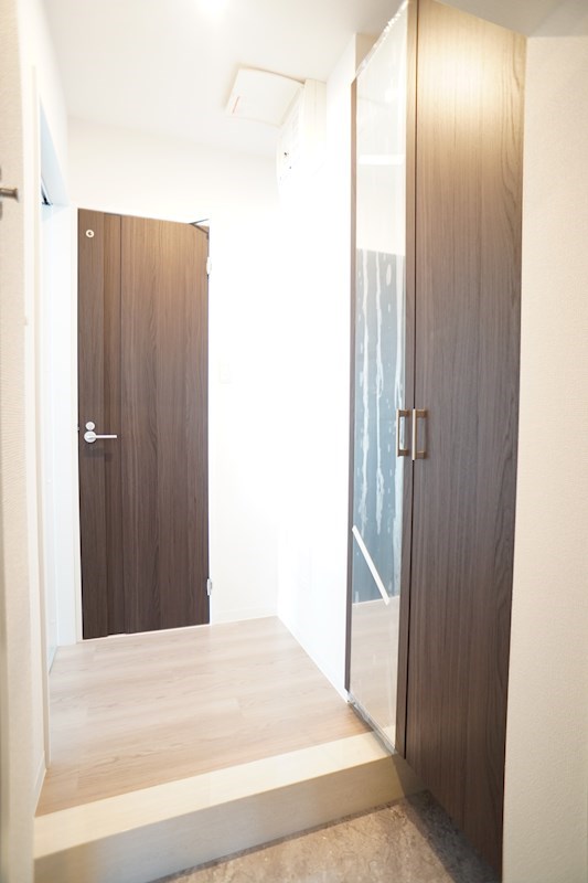 玄関を左に曲がるとLDK、奥の扉を開けるとトイレがあります。