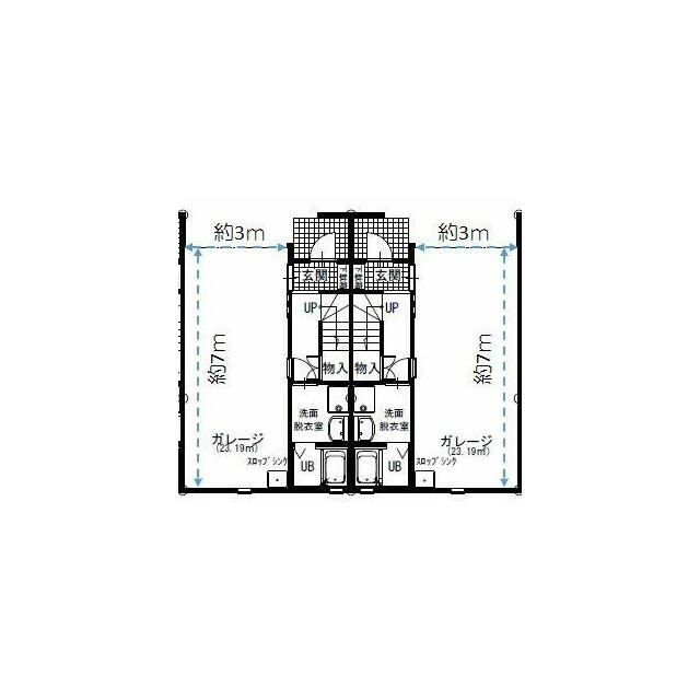 1階間取り
大型車も駐車可能なガレージ