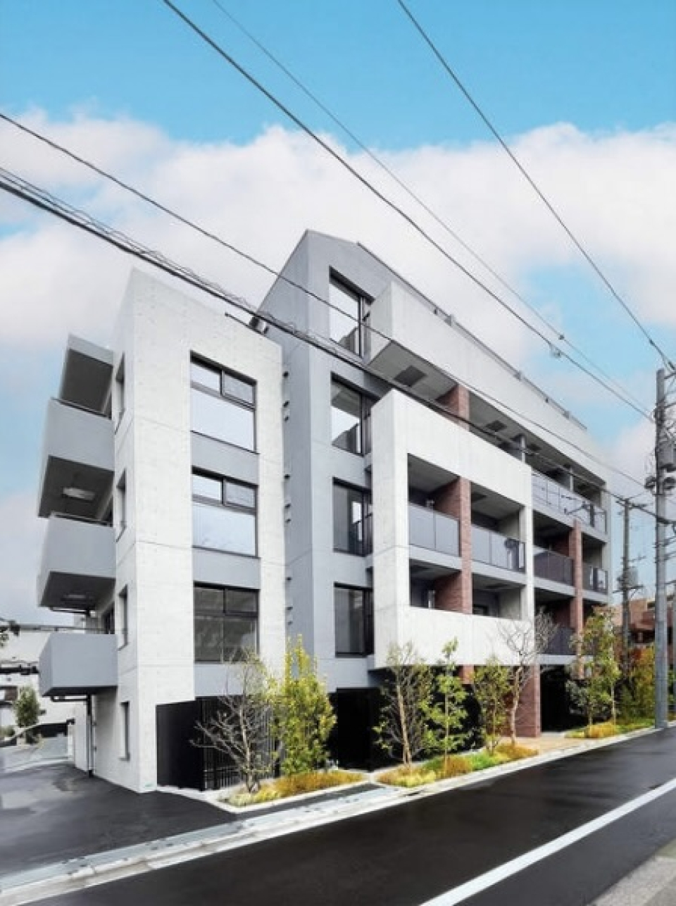 外観。コンクリと植栽のコラボ