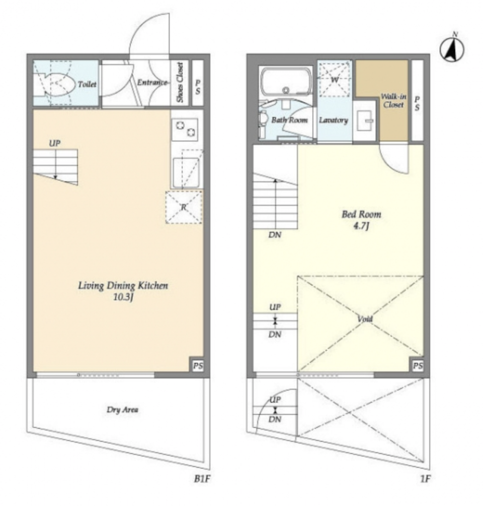 透明感のあるメゾネット［新築］の間取り図