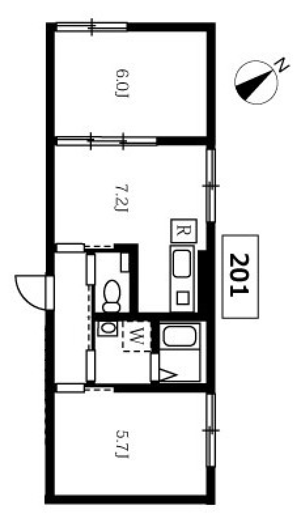 プロト大岡山Ⅱ　201号室の間取り図