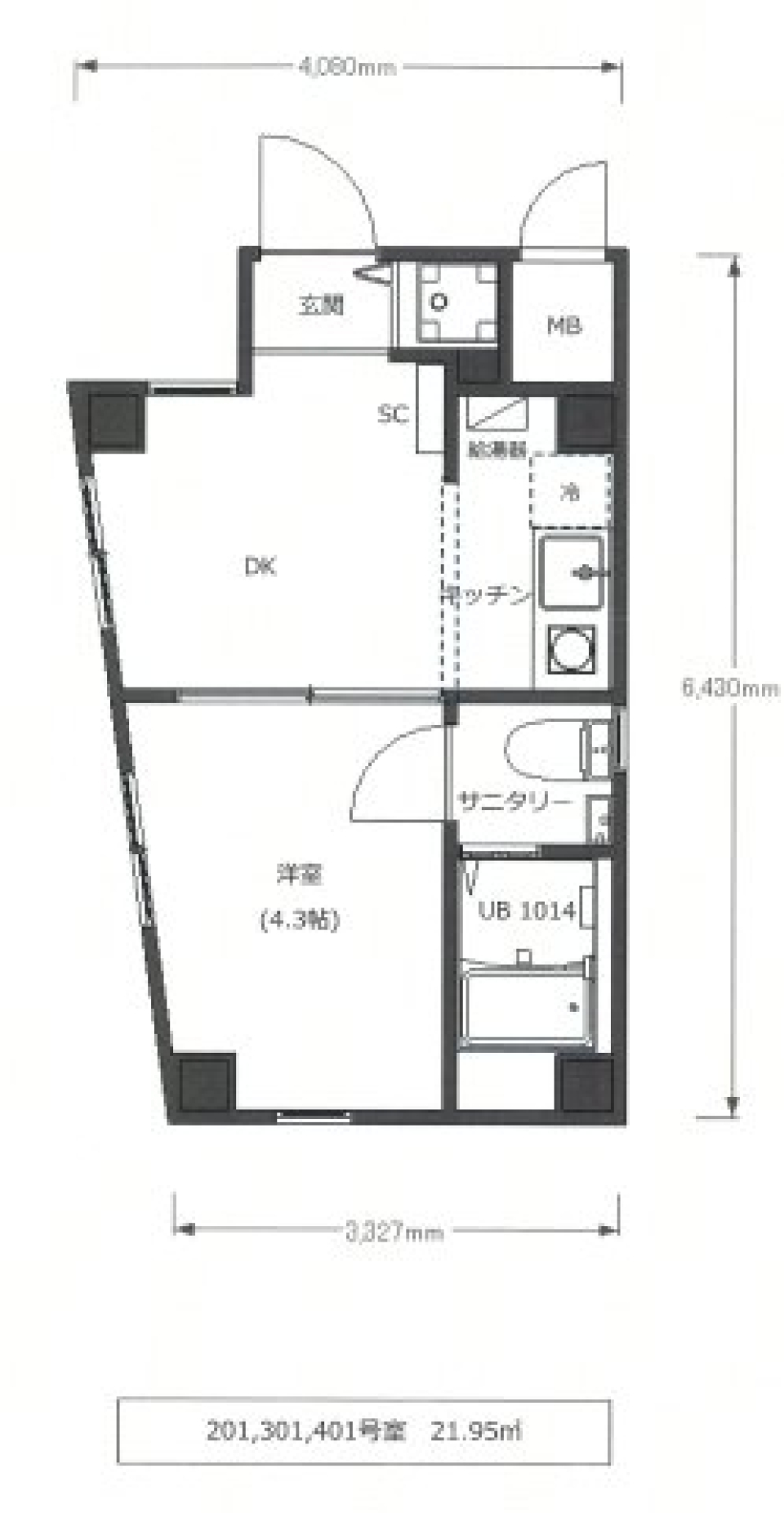 Lotso大山　301号室［新築］の間取り図