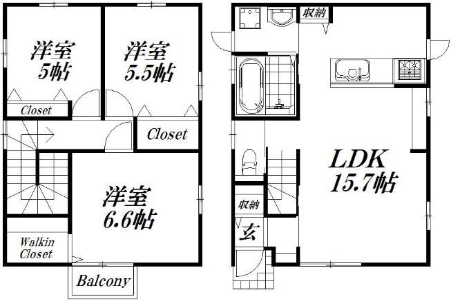間取り図にはありませんが、２階の6.6帖の洋室から屋根裏部屋に上がれます...！！！