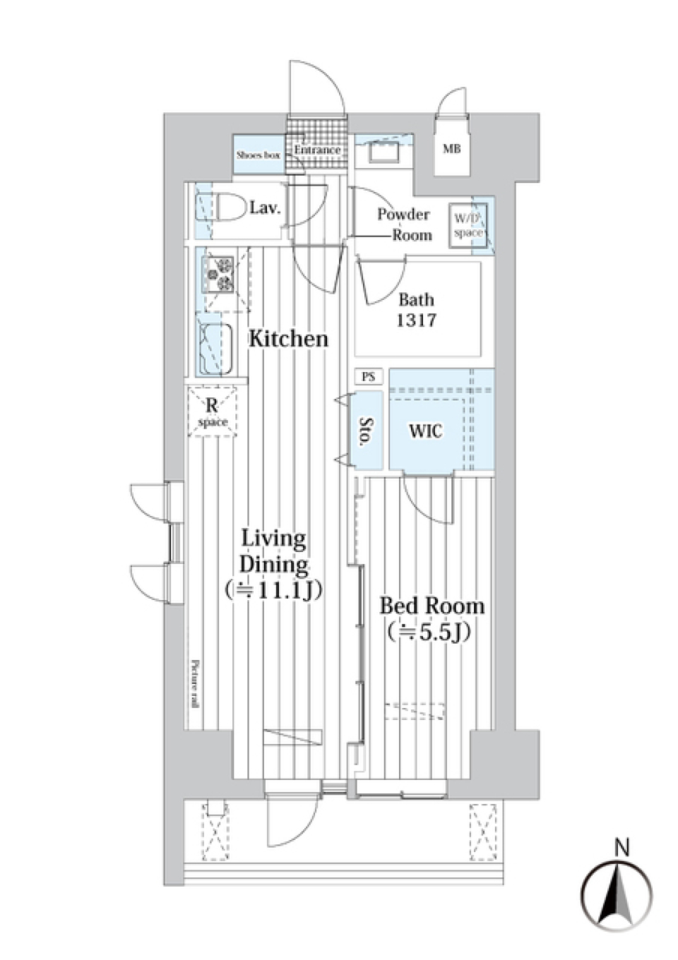 Ｌ・ＢＡＳＥ押上Ｓｏｕｔｈ　309号室の間取り図