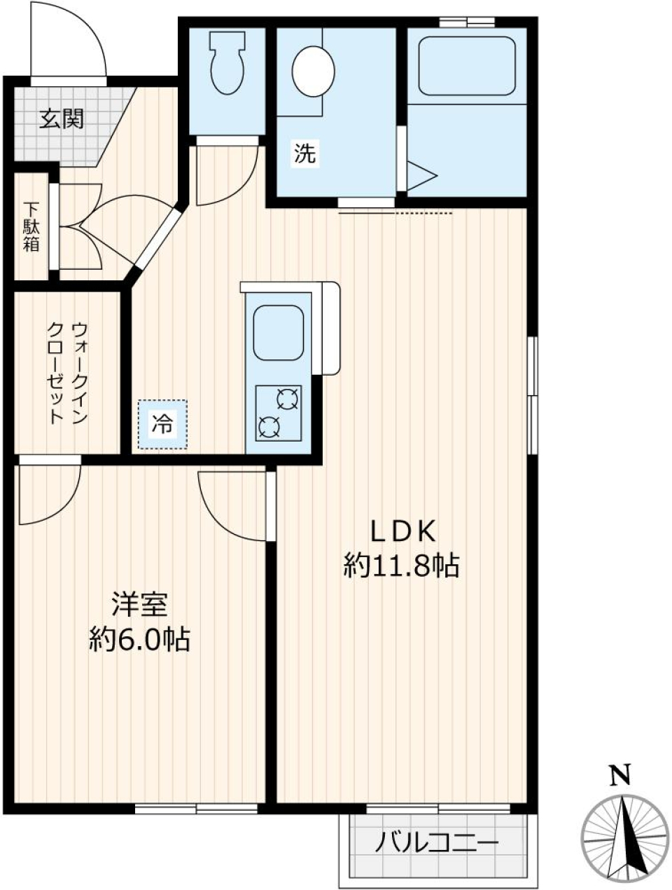 ハピネスエイコー　201号室の間取り図