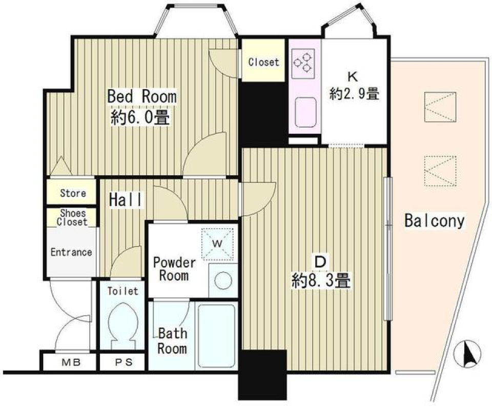 アルブル高輪　401号室の間取り図