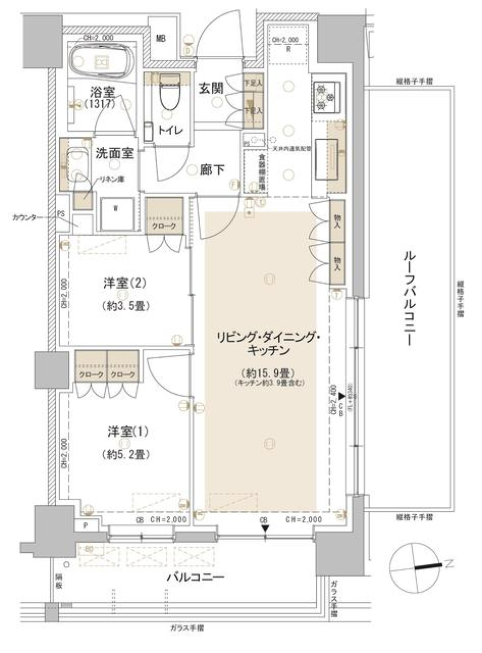 パークホームズ東中野　３０８号室の間取り図