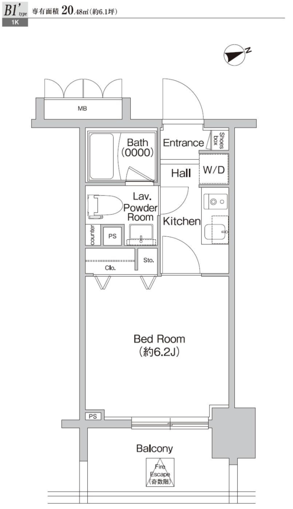 プライムアーバン神楽坂　７１０号室の間取り図