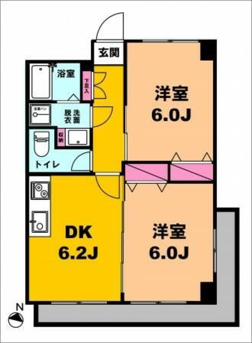 月村マンションＮＯ３２　302号室の間取り図